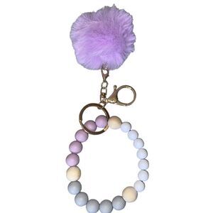 🎀2/$20🎀 Purple and Grey Silicone Beaded Keychain Wristlet
